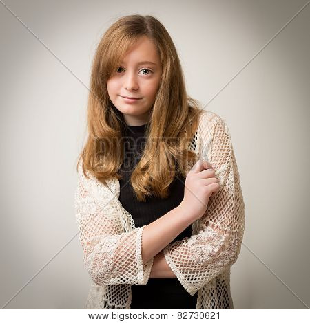 Ginger Teenage Girl In The Studio