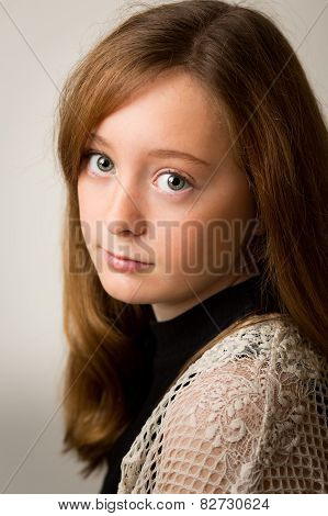Ginger Teenage Girl In The Studio