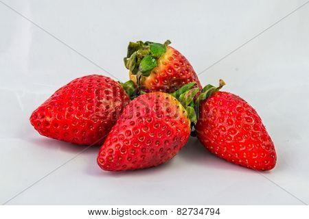 Four Strawberies Isolated