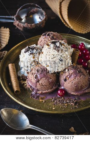 Stracciatella And Chocolate Ice Cream