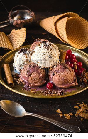 Stracciatella And Chocolate Ice Cream