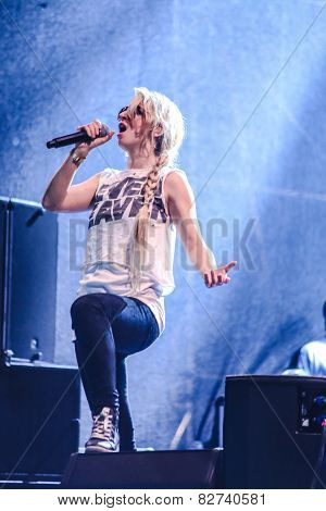 Guano Apes rock band perform during Most festival on Borovaya airfield in Minsk, July 3, 2014