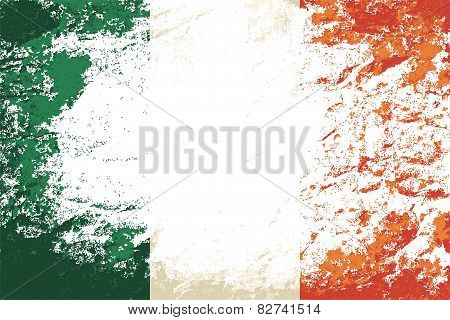 Irish flag. Grunge background. Vector illustration