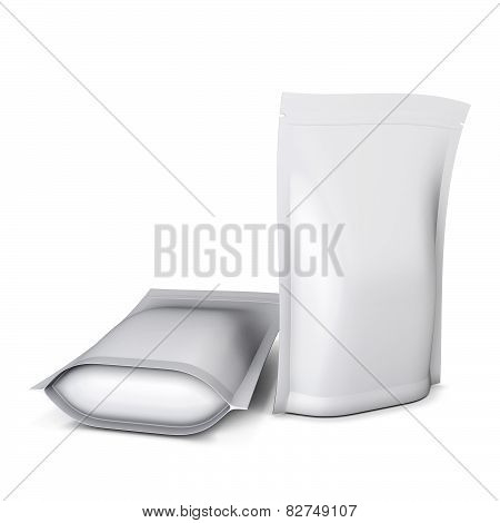 Two Blank Stand Up Pouch Foil Or Plastic Packaging With Zipper