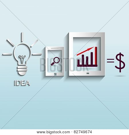 Figure plan strategies, ideas and success in business vector background lamp