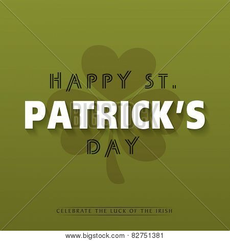 Happy St. Patrick's Day celebration with clover leaf on green background, can be used as poster or banner design.