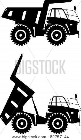 Off-highway trucks. Heavy mining trucks. Vector illustration.