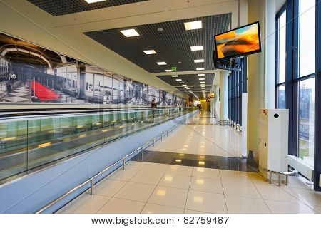MOSCOW, RUSSIA - OCT 12: Sheremetyevo airport interior on October 12, 2014. Sheremetyevo International Airport is one of the three major airports that serve Moscow