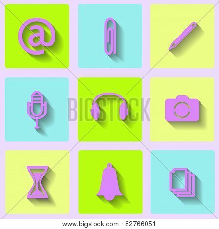 Internet icons on a colorful background. vector