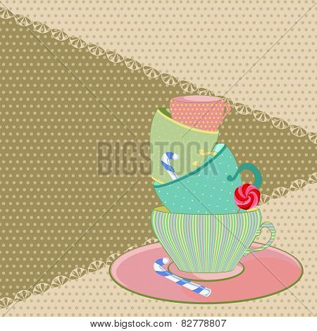 colored mug with sweets
