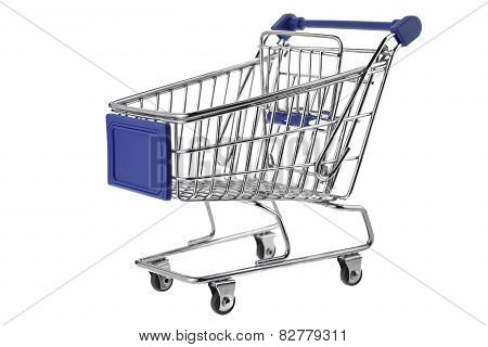 Blue Shopping Cart Isolated On White