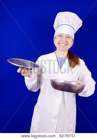Vrouwelijke Cook met koekenpan
