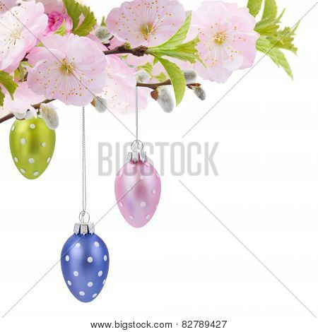 Colorful hanging easter eggs
