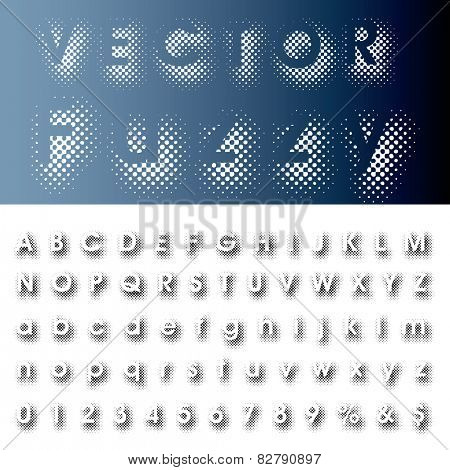 vector halftone dotted shadow raster font