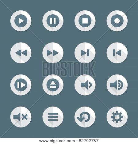 flat style various media player icons set
