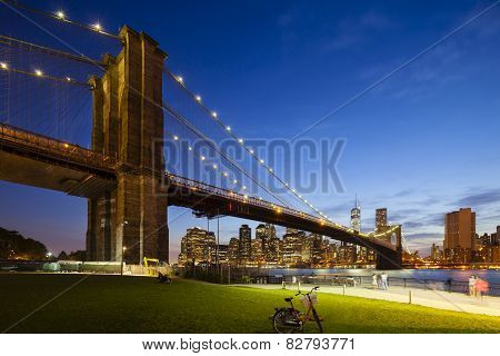 Brooklyn Bridge In New York At Night