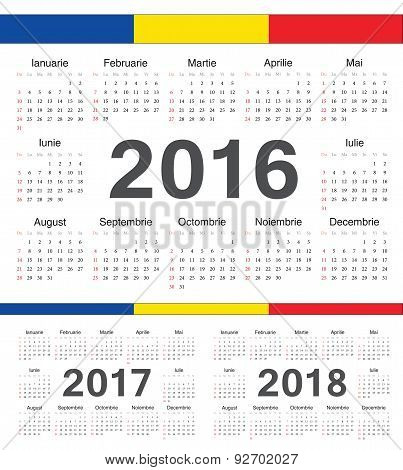 Vector Romanian Circle Calendars 2016, 2017, 2018