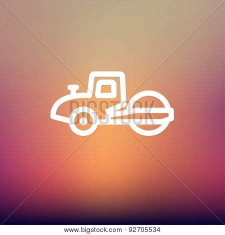 Road roller icon thin line for web and mobile, modern minimalistic flat design. Vector white icon on gradient mesh background.
