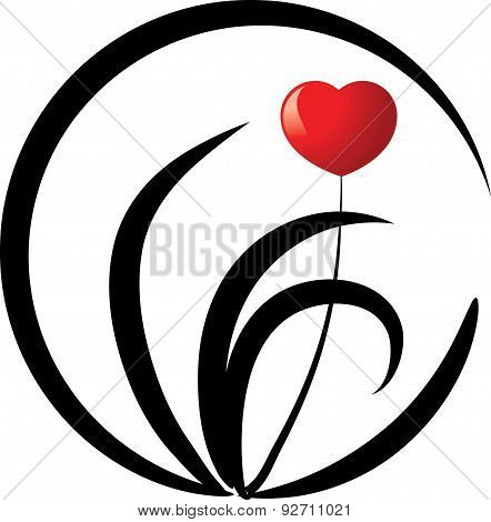 Plant and flower with circle icon