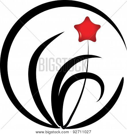 Plant and flower with circle icon
