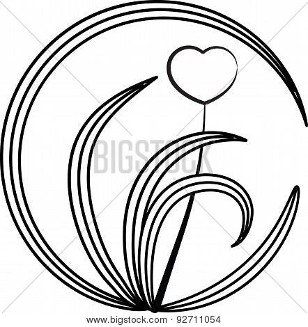 Plant and flower with circle icon