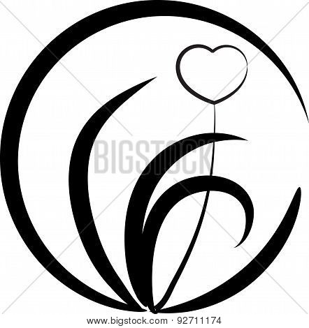 Plant and flower with circle icon
