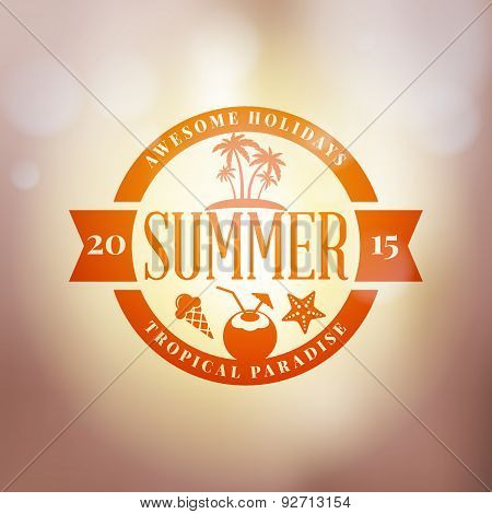 Retro Summer Holidays Hipster Label. Vector Design Elements On Coloful Summer Background