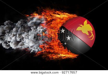 Flag With A Trail Of Fire And Smoke - Papua New Guinea