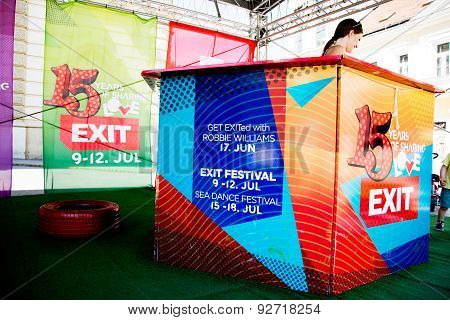 Cute Girl Selling Tickets For Exit Festival 2015 In City Center Of Novi Sad