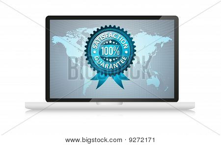 Etykieta gwarancja satisfation w laptopie
