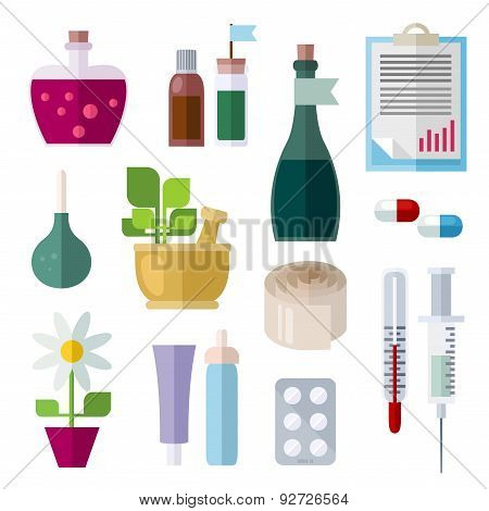Flat Icons Of Medicine Theme