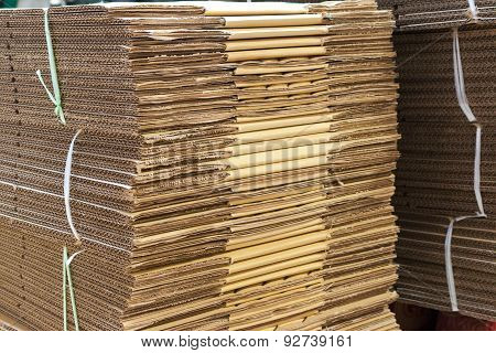 Stacked Brown Corrugated Cardboard Boxes