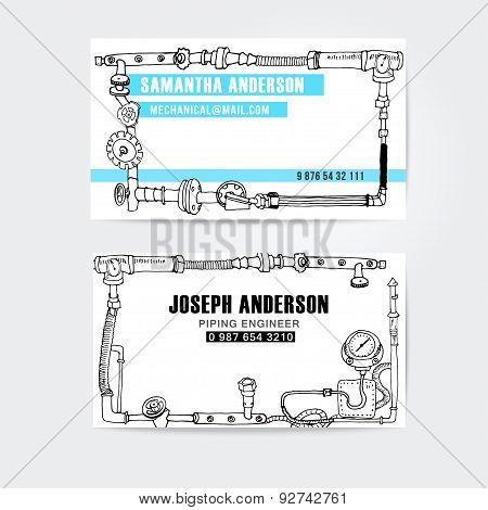 Steampunk style business cards design, steampunk background.