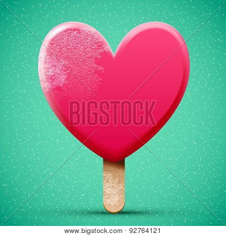 Realistic Pink Chocolate Heart Shaped Ice Cream