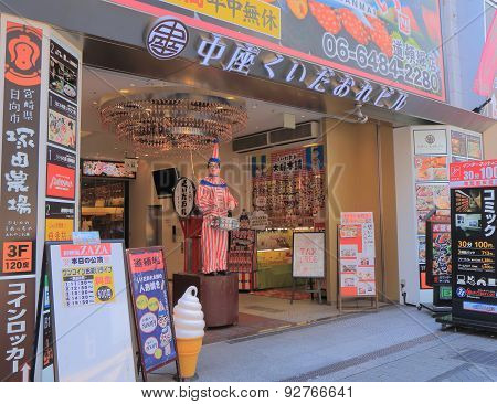 Kuidaore doll in Dotonbori entertainment district Osaka Japan
