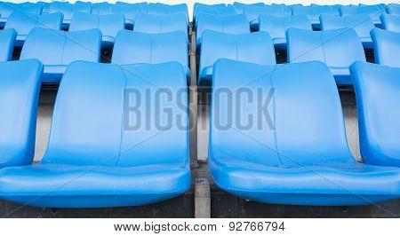 Empty Blue Seats Or Chair Rows In Stadium