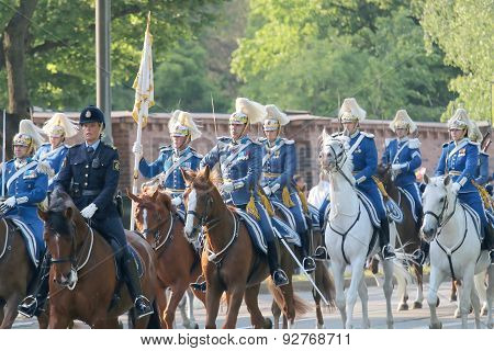 The Royal Guards And The Police On The Horse Back