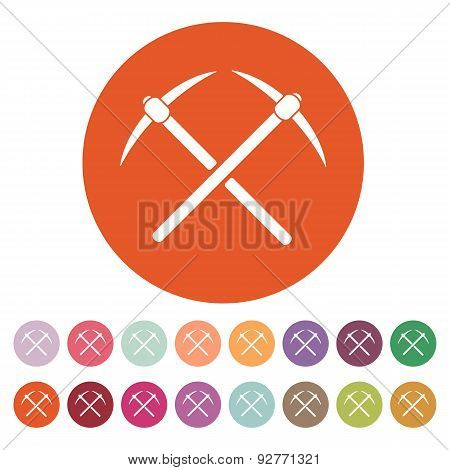 The Pick Icon. Pickax Symbol. Flat