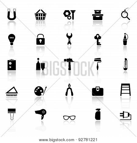 Diy Icons With Reflect On White Background