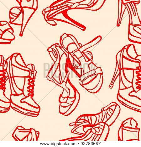 Women's shoes. Vector seamless illustration