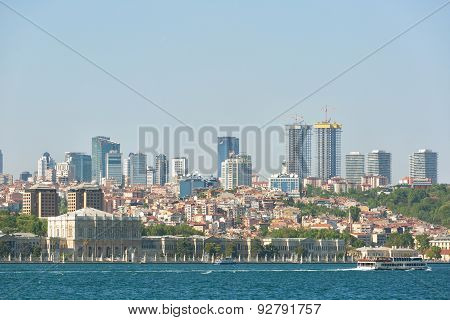 View Of Istanbul And Dolmabahche Palace From Bosphorus