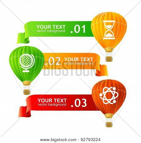 Vector. Hot air ballons option banners
