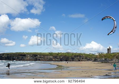 Single Kite Surfer Getting Ready
