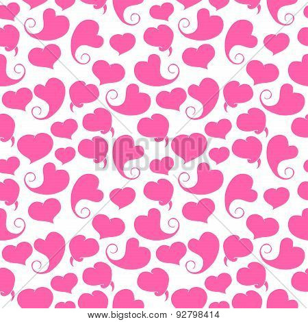 Seamless pattern. Pink hearts on a white background.
