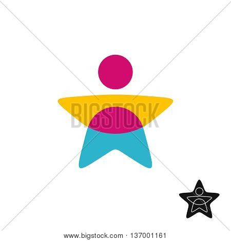 Man star silhouette color overlay logo. Transparency are flattened.