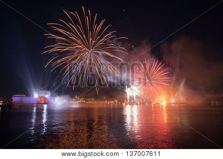 Fireworks over Grand Harbor during The Pagent of the Seas June 2016.