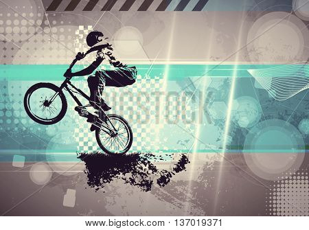 Extreme sport, bmx rider. Vintage style illustration