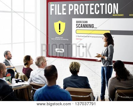 Data File Protection Firewall Malware Removal Concept