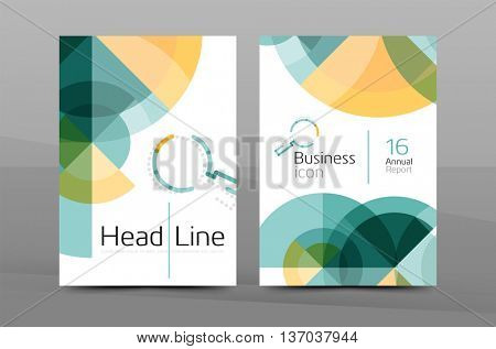 Clean geometric design annual report cover, leaflet business cover page, brochure flyer layout, abstract presentation background poster, A4 size