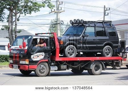CHIANGMAI THAILAND -JUNE 28 2016: Nam Jaruen Tow truck for emergency car move. Photo at road no 121 about 8 km from downtown Chiangmai thailand.